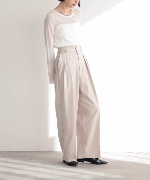 for/c（フォーシー）の「[セットアップ対応]インタックワイドパンツ【サスティナブル】（その他パンツ・レディース・グレー/ライトベージュ/ブラック・M/L/LL/PM/TM）」の14枚目の写真