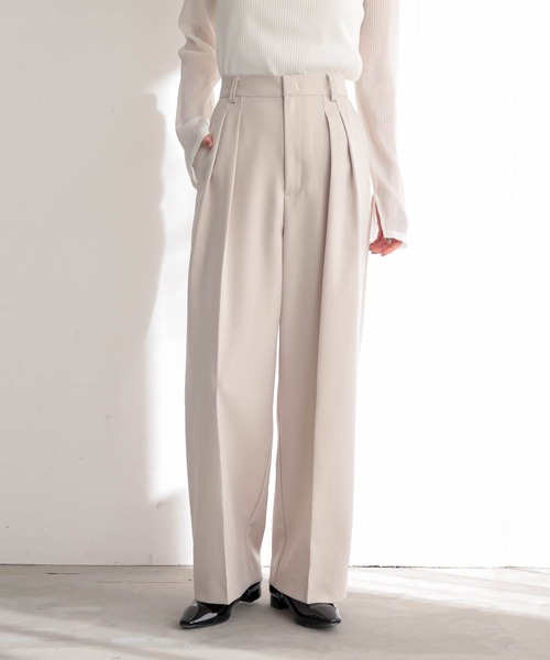 for/c（フォーシー）の「[セットアップ対応]インタックワイドパンツ【サスティナブル】（その他パンツ・レディース・グレー/ライトベージュ/ブラック・M/L/LL/PM/TM）」の5枚目の写真