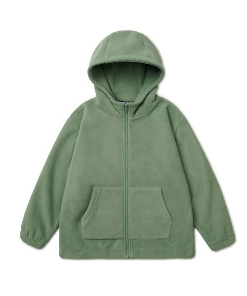 MUSINSA STANDARD KIDS（ムシンサスタンダードキッズ）の「オーバーサイズポーラフリースフードパーカージップアップ[セージグリーン]（ブルゾン・レディース・その他・110/120/130/140/150）」の2枚目の写真