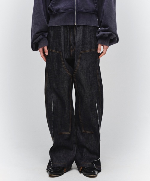 Jieda(ジエダ)の「CUT OFF DOUBLE KNEE DENIM PANTS(デニムパンツ・メンズ・インディゴブルー/ブラック・2/1)」の6枚目の写真