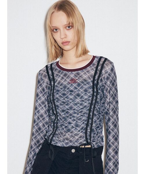 UMBRO（アンブロ）の「【UMBRO×EMODA】シアーロングスリーブTシャツ（Tシャツ/カットソー・レディース・アイボリー/ブラック・FREE）」の19枚目の写真