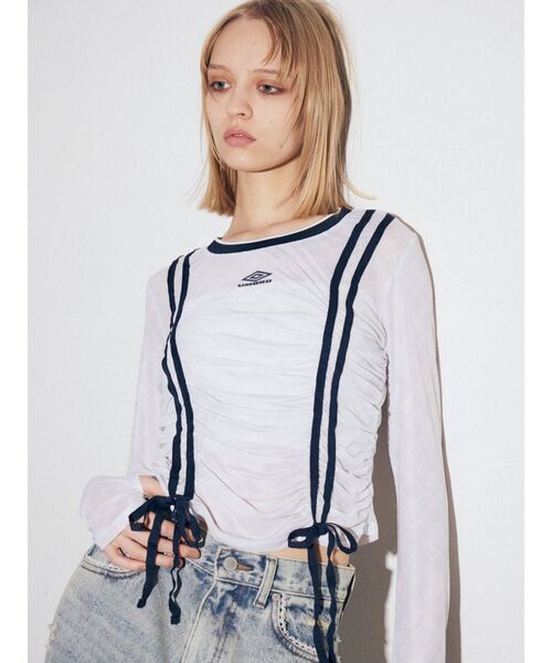 UMBRO（アンブロ）の「【UMBRO×EMODA】シアーロングスリーブTシャツ（Tシャツ/カットソー・レディース・アイボリー/ブラック・FREE）」の3枚目の写真