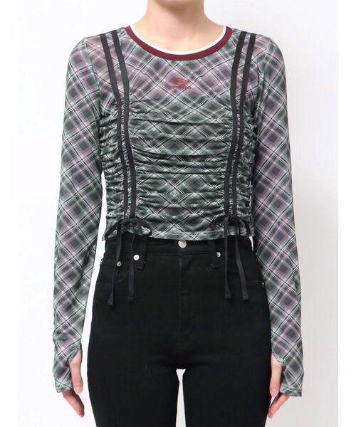 UMBRO（アンブロ）の「【UMBRO×EMODA】シアーロングスリーブTシャツ（Tシャツ/カットソー・レディース・アイボリー/ブラック・FREE）」の8枚目の写真