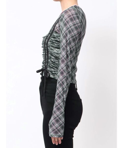 UMBRO（アンブロ）の「【UMBRO×EMODA】シアーロングスリーブTシャツ（Tシャツ/カットソー・レディース・アイボリー/ブラック・FREE）」の9枚目の写真