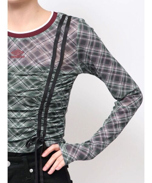 UMBRO（アンブロ）の「【UMBRO×EMODA】シアーロングスリーブTシャツ（Tシャツ/カットソー・レディース・アイボリー/ブラック・FREE）」の12枚目の写真