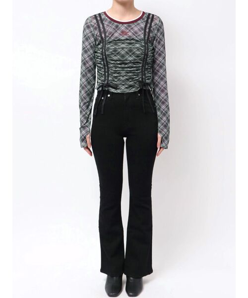 UMBRO（アンブロ）の「【UMBRO×EMODA】シアーロングスリーブTシャツ（Tシャツ/カットソー・レディース・アイボリー/ブラック・FREE）」の16枚目の写真