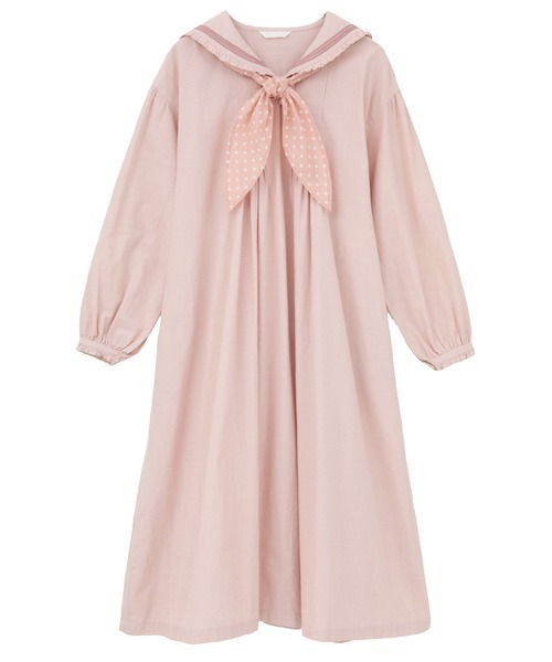 PINK HOUSE（ピンクハウス）の「水玉スカーフ付きダンガリーセーラーワンピース（ワンピース・レディース・レッド/ピンク/インディゴブルー/ライトインディゴブルー/ブラック・フリー）」の4枚目の写真