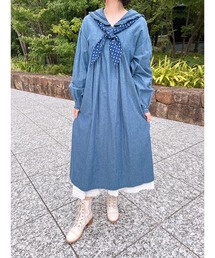 PINK HOUSE | 水玉スカーフ付きダンガリーセーラーワンピース(ワンピース)