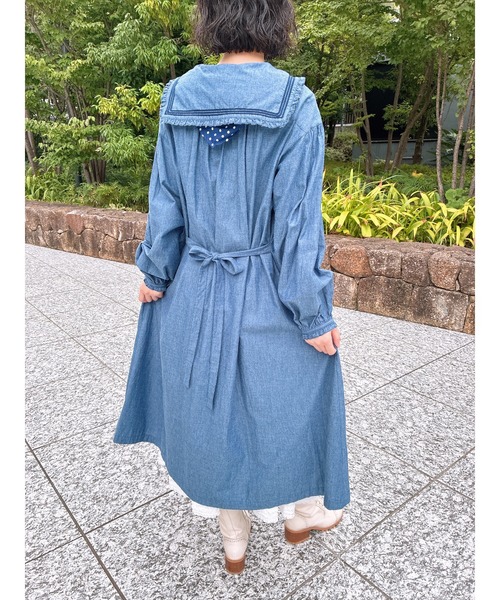 PINK HOUSE（ピンクハウス）の「水玉スカーフ付きダンガリーセーラーワンピース（ワンピース・レディース・レッド/ピンク/インディゴブルー/ライトインディゴブルー/ブラック・フリー）」の8枚目の写真