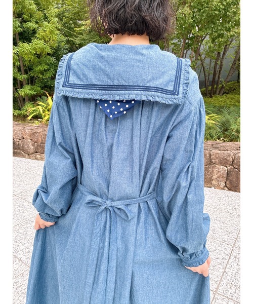 PINK HOUSE（ピンクハウス）の「水玉スカーフ付きダンガリーセーラーワンピース（ワンピース・レディース・レッド/ピンク/インディゴブルー/ライトインディゴブルー/ブラック・フリー）」の9枚目の写真