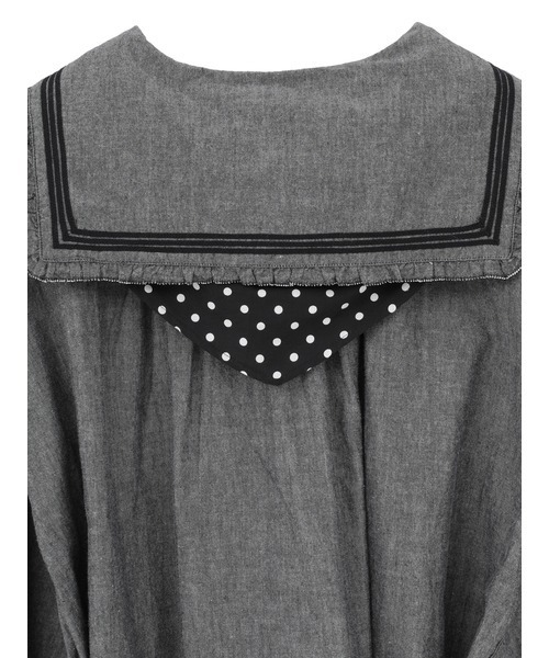 PINK HOUSE（ピンクハウス）の「水玉スカーフ付きダンガリーセーラーワンピース（ワンピース・レディース・レッド/ピンク/インディゴブルー/ライトインディゴブルー/ブラック・フリー）」の20枚目の写真