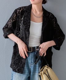 花柄レース シアーテーラードジャケット