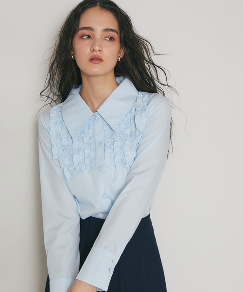 ARVELLIA(アルベリア)の「FRILL PANEL BLOUSE(シャツ/ブラウス・レディース・ホワイト/サックスブルー・M)」の5枚目の写真