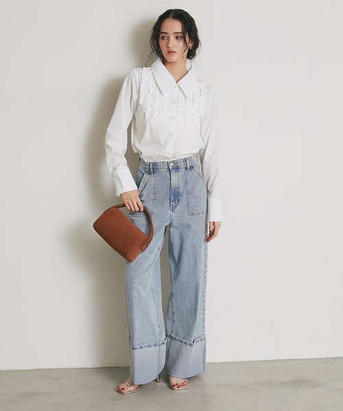 ARVELLIA(アルベリア)の「FRILL PANEL BLOUSE(シャツ/ブラウス・レディース・ホワイト/サックスブルー・M)」の9枚目の写真