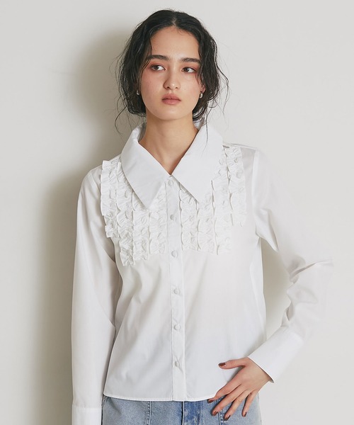 ARVELLIA(アルベリア)の「FRILL PANEL BLOUSE(シャツ/ブラウス・レディース・ホワイト/サックスブルー・M)」の10枚目の写真