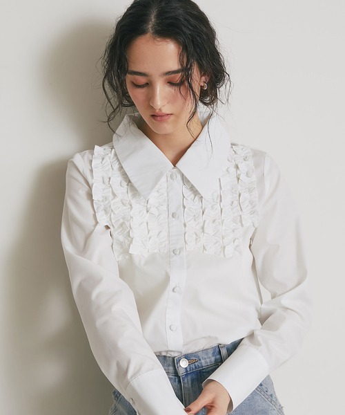 ARVELLIA(アルベリア)の「FRILL PANEL BLOUSE(シャツ/ブラウス・レディース・ホワイト/サックスブルー・M)」の13枚目の写真
