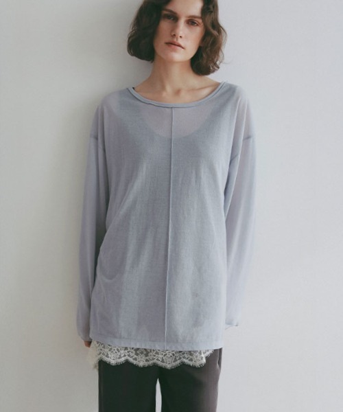 ETRE TOKYO(エトレトウキョウ)の「【ZOZO限定カラー】センターピンタックシアーロンTee(Tシャツ/カットソー・レディース・ブラック/ホワイト/アイボリー/ブルー・FREE)」の1枚目の写真
