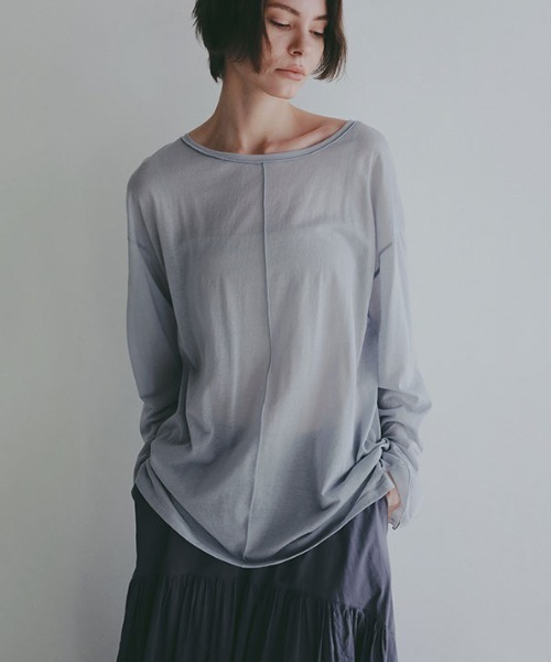ETRE TOKYO(エトレトウキョウ)の「【ZOZO限定カラー】センターピンタックシアーロンTee(Tシャツ/カットソー・レディース・ブラック/ホワイト/アイボリー/ブルー・FREE)」の6枚目の写真