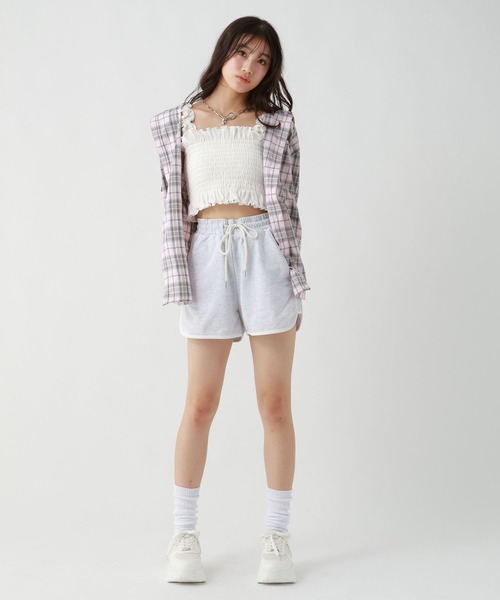 repipi armario（レピピ アルマリオ）の「パイピングスウェットショートパンツ（スウェットパンツ・キッズ・ライム/ピンク/カモフラージュ/ブラック/杢グレー・SMALL/MEDIUM/LARGE）」の9枚目の写真