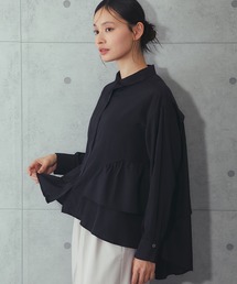 バックフレア立体ブラウス