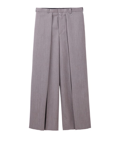 WOOL GABARDINE TUCKED WIDE TROUSERS（スラックス）｜JOHN LAWRENCE