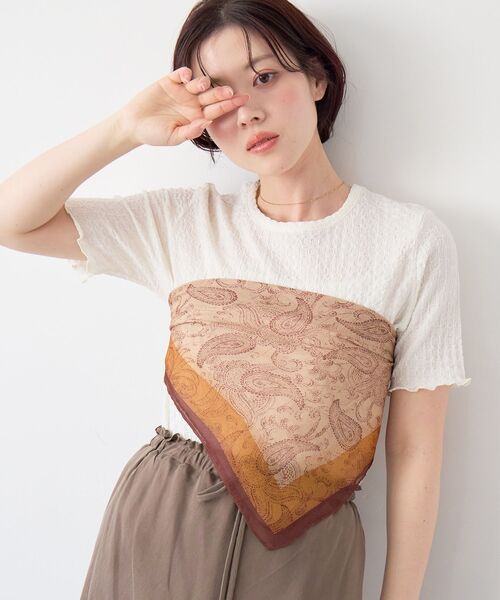le.coeur blanc（ルクールブラン）の「《WEB限定アイテム》シュリンクジャージーメロウトップス（Tシャツ/カットソー・レディース・サックスブルー/アイボリー/キャメル/ブラック・38）」の2枚目の写真