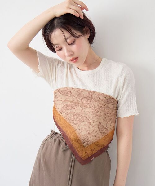 le.coeur blanc（ルクールブラン）の「《WEB限定アイテム》シュリンクジャージーメロウトップス（Tシャツ/カットソー・レディース・サックスブルー/アイボリー/キャメル/ブラック・38）」の9枚目の写真