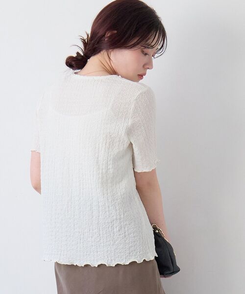 le.coeur blanc（ルクールブラン）の「《WEB限定アイテム》シュリンクジャージーメロウトップス（Tシャツ/カットソー・レディース・サックスブルー/アイボリー/キャメル/ブラック・38）」の11枚目の写真
