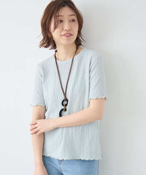 le.coeur blanc（ルクールブラン）の「《WEB限定アイテム》シュリンクジャージーメロウトップス（Tシャツ/カットソー・レディース・サックスブルー/アイボリー/キャメル/ブラック・38）」の21枚目の写真