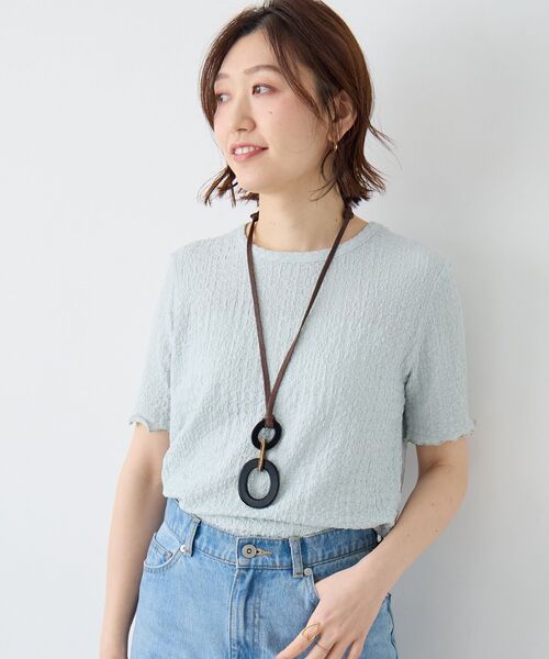 le.coeur blanc（ルクールブラン）の「《WEB限定アイテム》シュリンクジャージーメロウトップス（Tシャツ/カットソー・レディース・サックスブルー/アイボリー/キャメル/ブラック・38）」の22枚目の写真