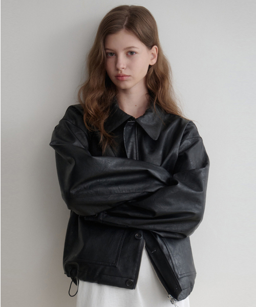 LENAV(ルナブ)の「Les ポケットレザーブルゾン(ブラック)(ライダースジャケット・レディース・その他・MEDIUM/LARGE)」の1枚目の写真