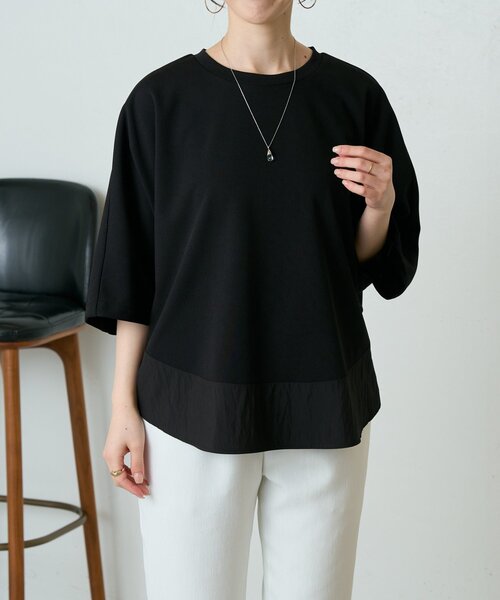 BEARDSLEY（ビアズリー）の「ラウンドヘムドルマンカットソー（Tシャツ/カットソー・レディース・ブラック/ホワイト・FREE）」の13枚目の写真