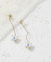 Junco Paris/ジュンコパリ vintage porcelain heart earring / BO-26P-FH01-B / ヴィンテージ ハートモチーフ チェーンピアス