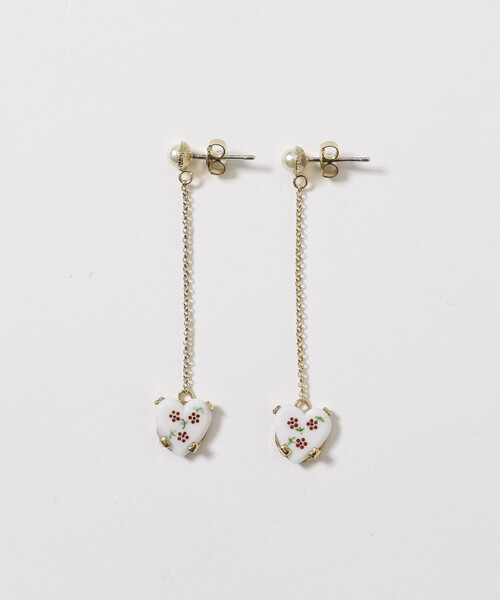 JUNCO Paris(ジュンコパリ)の「Junco Paris/ジュンコパリ vintage porcelain heart earring / BO-26P-FH01-B / ヴィンテージ ハートモチーフ チェーンピアス(ピアス(両耳用)・レディース・レッド/ブルー・ONE SIZE)」の7枚目の写真