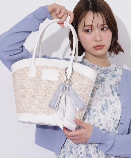 JILL by JILL STUART(ジルバイジルスチュアート)の「パールトッピングバスケット(トートバッグ・レディース・ピンク/ホワイト/ブルー・FREE)」の5枚目の写真