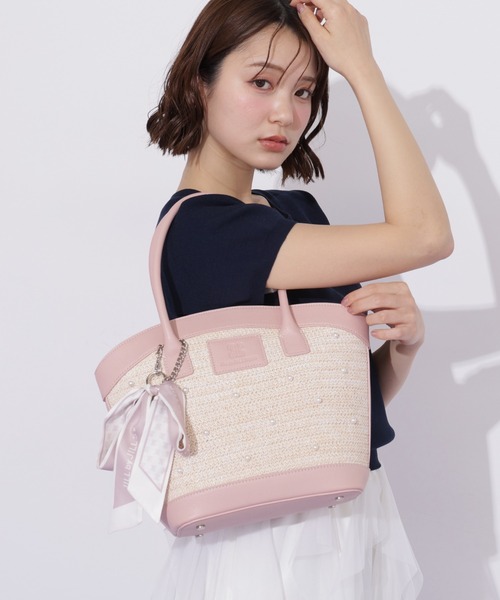 JILL by JILL STUART(ジルバイジルスチュアート)の「パールトッピングバスケット(トートバッグ・レディース・ピンク/ホワイト/ブルー・FREE)」の6枚目の写真