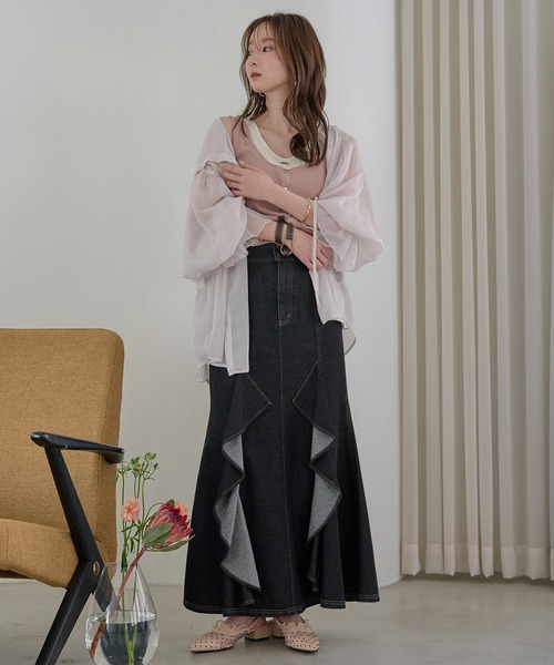 mideal(マイディール)の「layered design tank top / レイヤードデザインタンクトップ(タンクトップ・レディース・チャコールグレー/ピンク/ベージュ/オレンジ/ライトブルー・FREE)」の21枚目の写真