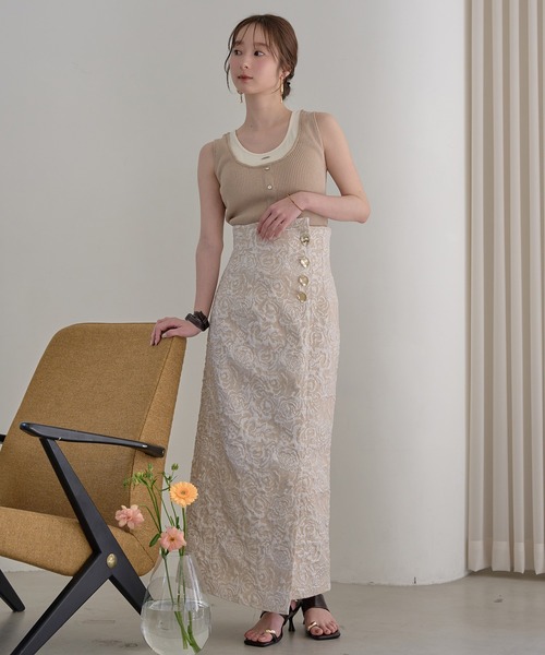 mideal(マイディール)の「layered design tank top / レイヤードデザインタンクトップ(タンクトップ・レディース・チャコールグレー/ピンク/ベージュ/オレンジ/ライトブルー・FREE)」の8枚目の写真