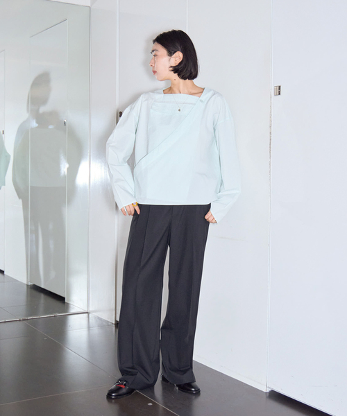 SEEALL（シーオール）の「SEEALL ASYMMETRIC POCKET TOP SAW63 TP302：シャツ（シャツ/ブラウス・レディース・グリーン・38）」の4枚目の写真