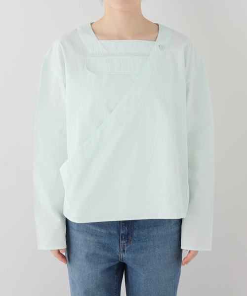 SEEALL（シーオール）の「SEEALL ASYMMETRIC POCKET TOP SAW63 TP302：シャツ（シャツ/ブラウス・レディース・グリーン・38）」の5枚目の写真