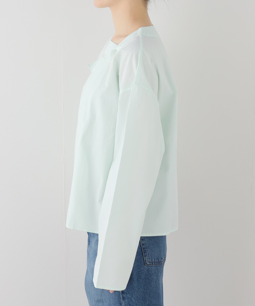 SEEALL（シーオール）の「SEEALL ASYMMETRIC POCKET TOP SAW63 TP302：シャツ（シャツ/ブラウス・レディース・グリーン・38）」の6枚目の写真