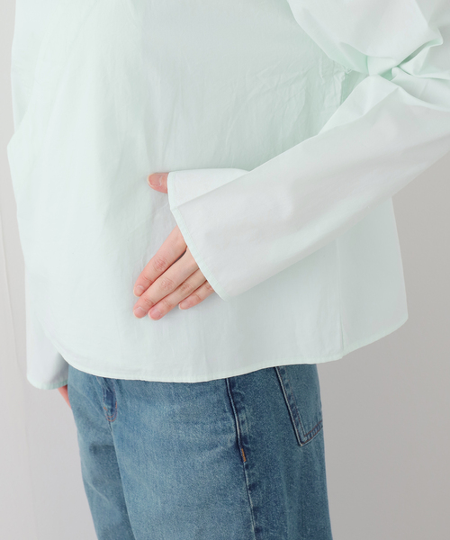 SEEALL（シーオール）の「SEEALL ASYMMETRIC POCKET TOP SAW63 TP302：シャツ（シャツ/ブラウス・レディース・グリーン・38）」の9枚目の写真