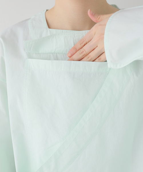 SEEALL（シーオール）の「SEEALL ASYMMETRIC POCKET TOP SAW63 TP302：シャツ（シャツ/ブラウス・レディース・グリーン・38）」の10枚目の写真