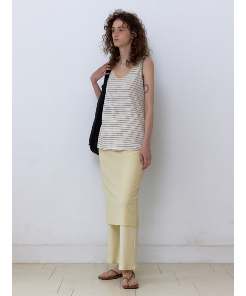UNNOUT(アナウト)の「LINEN STRIPE SLEEVELESS SHIRT - BEIGE(Tシャツ/カットソー・レディース・その他・ONE SIZE)」の5枚目の写真