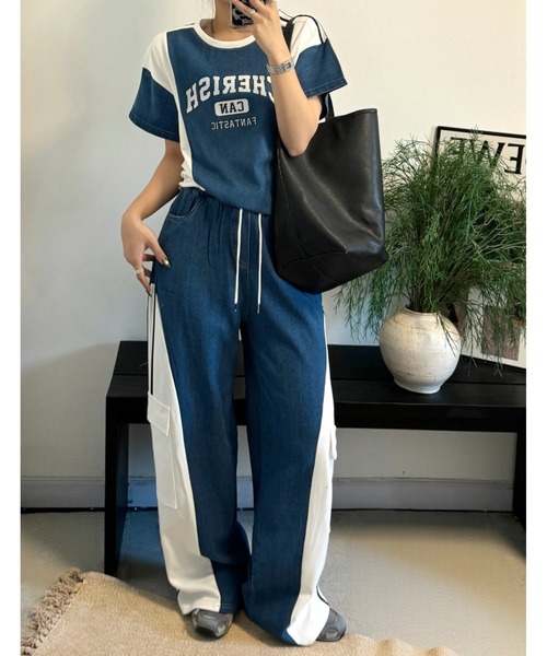 FAVORITO(ファヴォリート)の「配色トップスワイドパンツセットアップ(セットアップ・レディース・レッド/ベージュ/ホワイト/ブラック・F)」の6枚目の写真