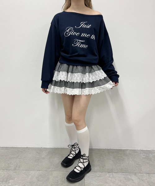 PHILLY(フィリー)の「ワンショルメッセージトップス(スウェット・レディース・ホワイト/ネイビー・FREE)」の5枚目の写真