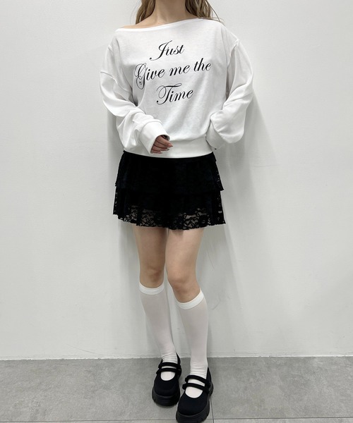 PHILLY(フィリー)の「ワンショルメッセージトップス(スウェット・レディース・ホワイト/ネイビー・FREE)」の9枚目の写真
