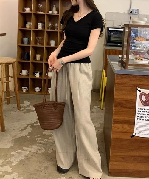 SEU(エスイーユー)の「無地T トップス シンプルVネックTシャツ 【オフィスカジュアル】【きれいめカジュアル】 レディース韓国風(Tシャツ/カットソー・レディース・グレー/ホワイト/ブラック・フリー)」の16枚目の写真