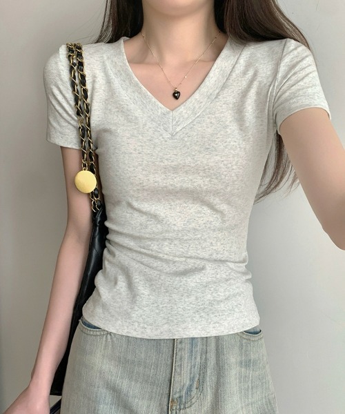 SEU(エスイーユー)の「無地T トップス シンプルVネックTシャツ 【オフィスカジュアル】【きれいめカジュアル】 レディース韓国風(Tシャツ/カットソー・レディース・グレー/ホワイト/ブラック・フリー)」の21枚目の写真