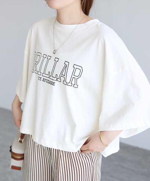 reca（レカ）の「ロゴプリントカットソー（Tシャツ/カットソー・レディース・オフホワイト/ブラック/ブルー系その他・M）」の9枚目の写真